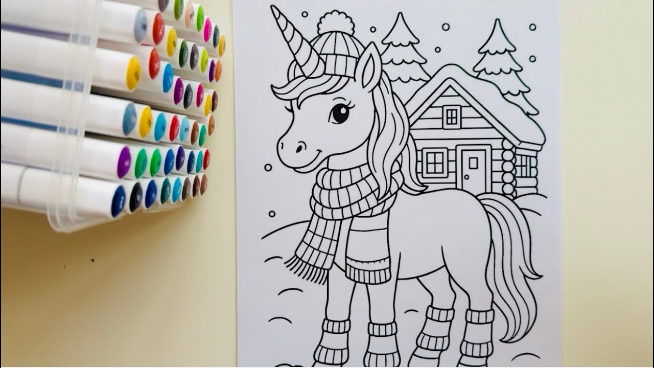 Cute Unicorn 💖 Christmas Coloring | ASMR 