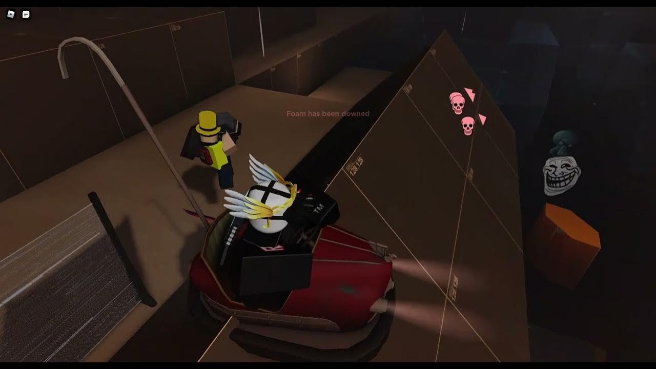 winning a game of a evade with only using a bumper car YouTube