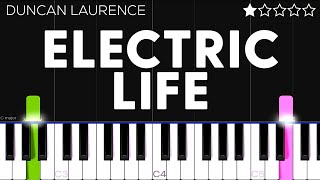 Video thumbnail of "Duncan Laurence - Electric Life | EASY Piano Tutorial"