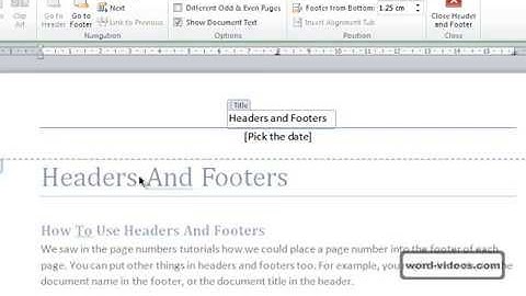 Headers And Footers In Word 2010