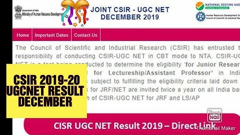 CSIR UGC NET DECEMBER 2019 RESULT