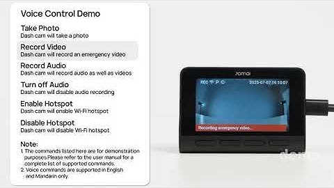 70mai Dash Cam 4K A800SE – Basic User Guide: Voice Control Demo