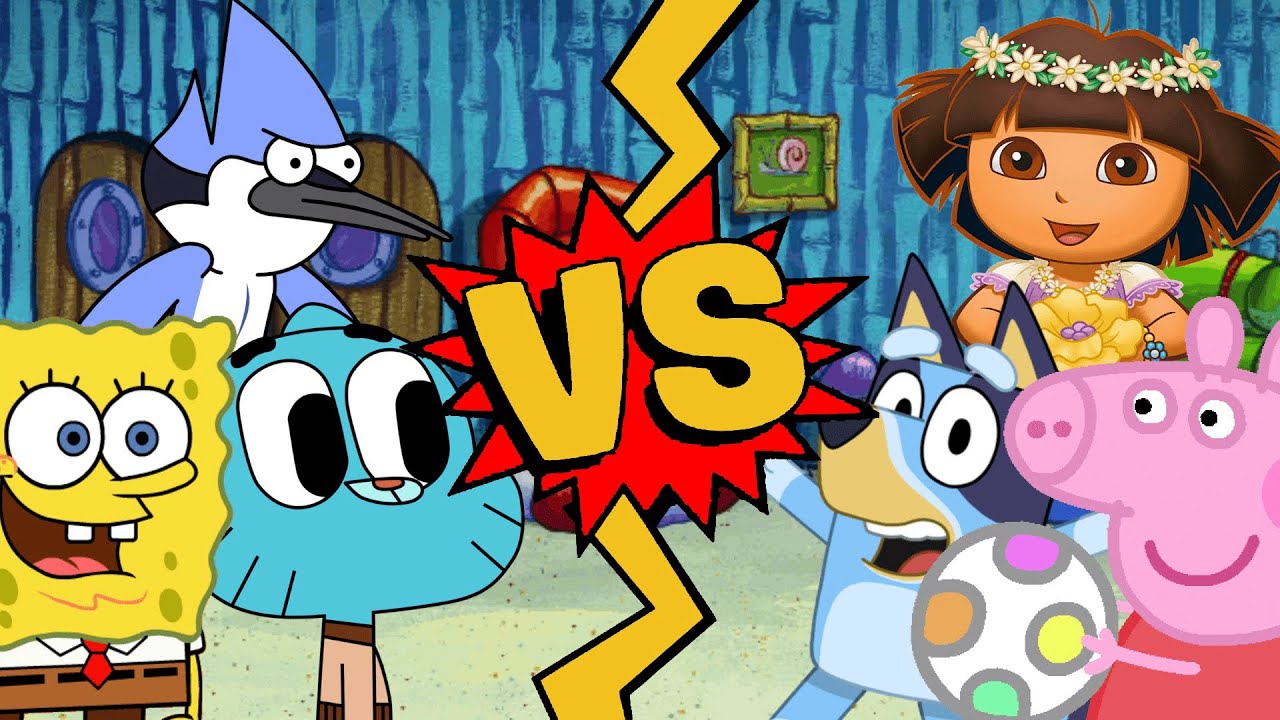 M.U.G.E.N. Battles | SpongeBob/Gumball/Mordecai vs Peppa Pig/Bluey/Dora