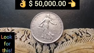 👉 $ 50,000.00 👈 DO YOU HAVE IT ! Rare and Expensive Error Coin 1 Franc Seumeuse French worth money