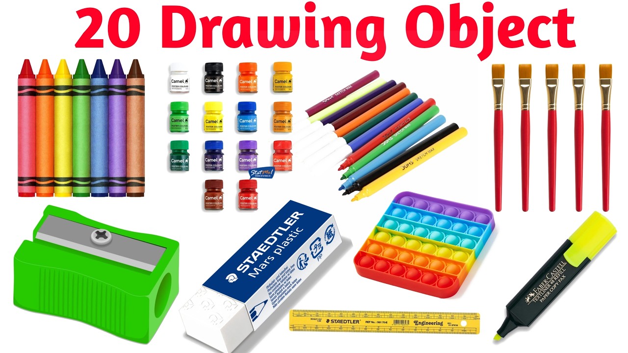 20 Drawing Objects के नाम | Learn Drawing Objects Names in English | Educational Video