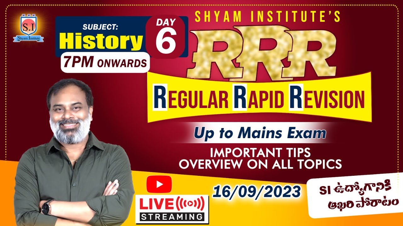 AP SI MAINS |  HISTORY | LIVE  | Day-6 | #shyaminstitute