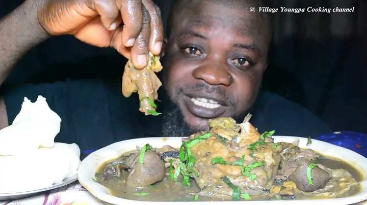 Asmr Mukbang White Soup With Whole Mackerel Fish And Pounded Yam Fufu/African Food Mukbang 