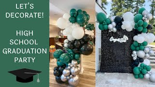High School Graduation Party Decorations - Balloon Backdrop and Candy Buffet