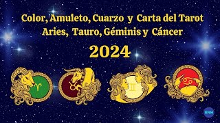 Aries, Tauro, Géminis y Cáncer  | Color, Amuletos y Carta del Tarot 2024