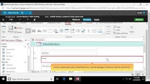 MindTap - Cengage Access how to resize a control in Form Layout view