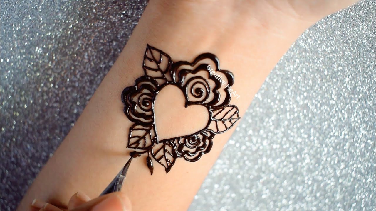 Heart Shape Mehndi Tattoo Design ️ - YouTube