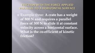 friction on a horizontal surface force applied parallel to surface