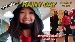 spend a RAINY DAY at school with me | christmas sweater spirit day ❣️ Vlogmas Day 14!