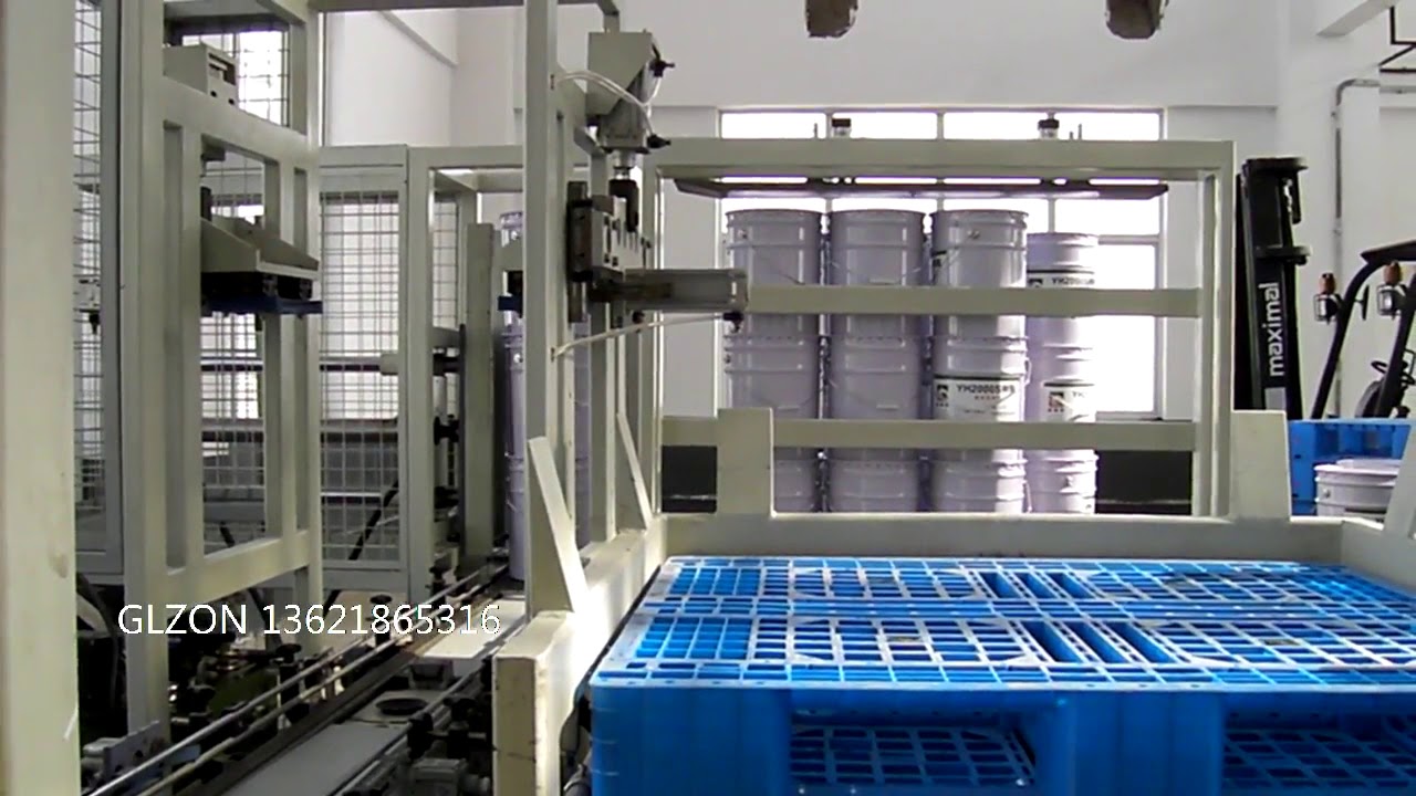 GLZON 18L automatic sealing palletizing production line - YouTube