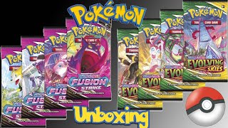 Pokemon Evolving Skies and Fusion Strike Pack Opening