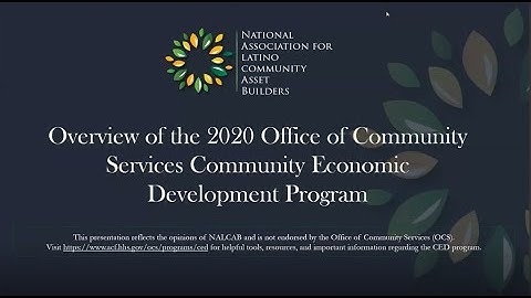 Overview of the 2020 OCS Community Economic Development (CED) Grant