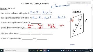 1-1 Points, Lines and Planes Notation Examples