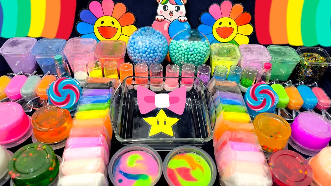 Random Mixing Slime ASMR | mixing Rainbow things vs Glitter Slime 🦄 🌈I ...