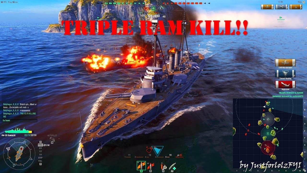 ingen forbindelse Reklame importere World of Warships - Funny Moments | Battleship TRIPLE RAM KILL!! - YouTube