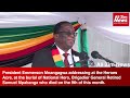 President Emmerson Mnangagwa addressing at the burial of Brigadier General Retired Samuel Mpabanga.