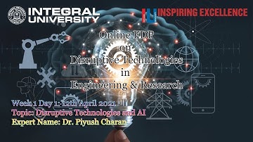 Online FDP|DiTER|Week 1| Day 1| Dr. Piyush Charan| 12th April 2021