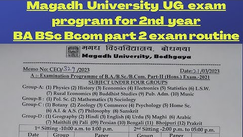 Magadh University 2019-22 Part 2 Exam Date जारी/MU Part2 Exam Date जारी/MU PART 2 EXAM PROGRAME 2023