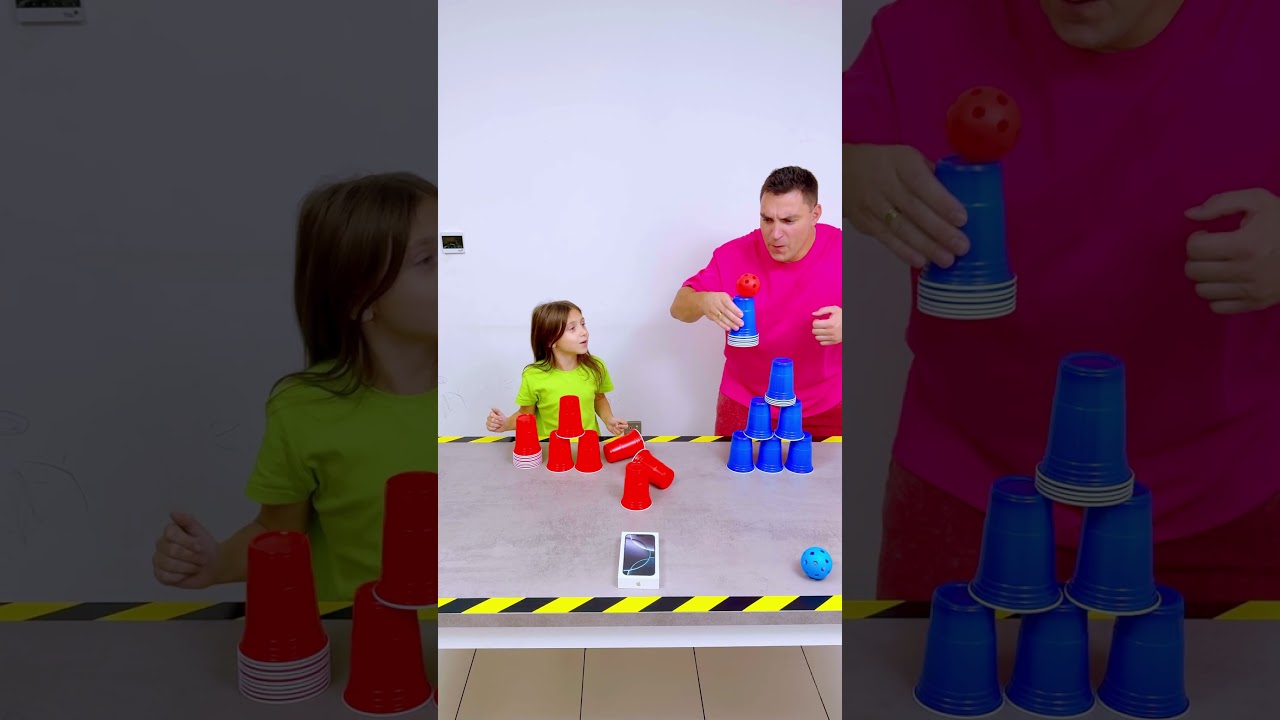 Color Cups with Ball Racing Challenge #shorts Eva Alisa Family Shorts