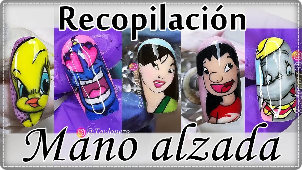 6 DISEÑOS DE NAILS ARTS CARICATURAS (mano alzada)con ESMALTES SEMIPERMANENTES  /Designails Tay