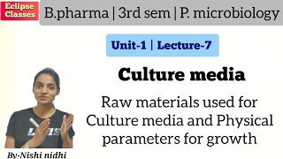 culture media | Raw materials used for Culture media and Physical parameters for growth | by-Nishi