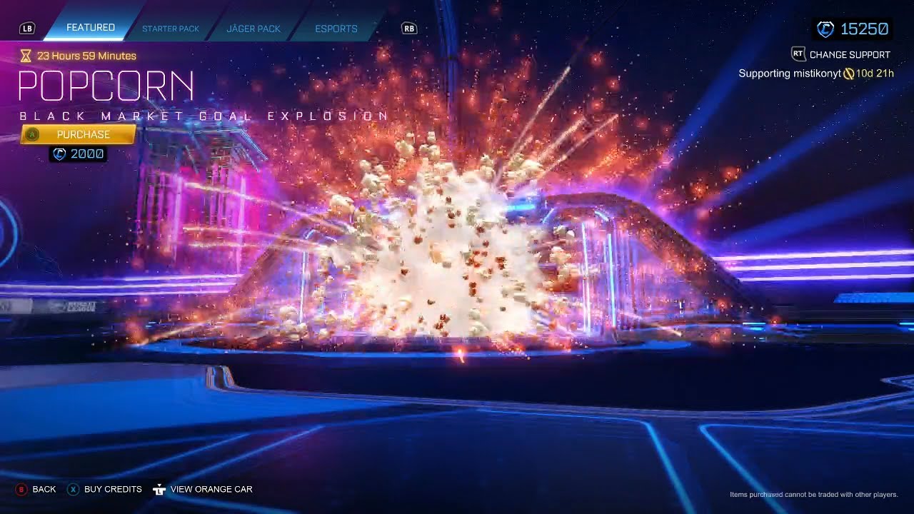 ROCKET LEAGUE ITEM SHOP Popcorn Black Market Goal Explosion 12.01.21