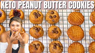 KETO PEANUT BUTTER COOKIES! How to Make 3 Ingredient Keto PB Cookies Recipe