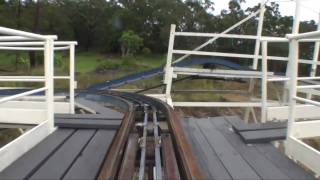 Wild Mouse Wooden Roller Coaster Front Seat POV Aussie World Australia