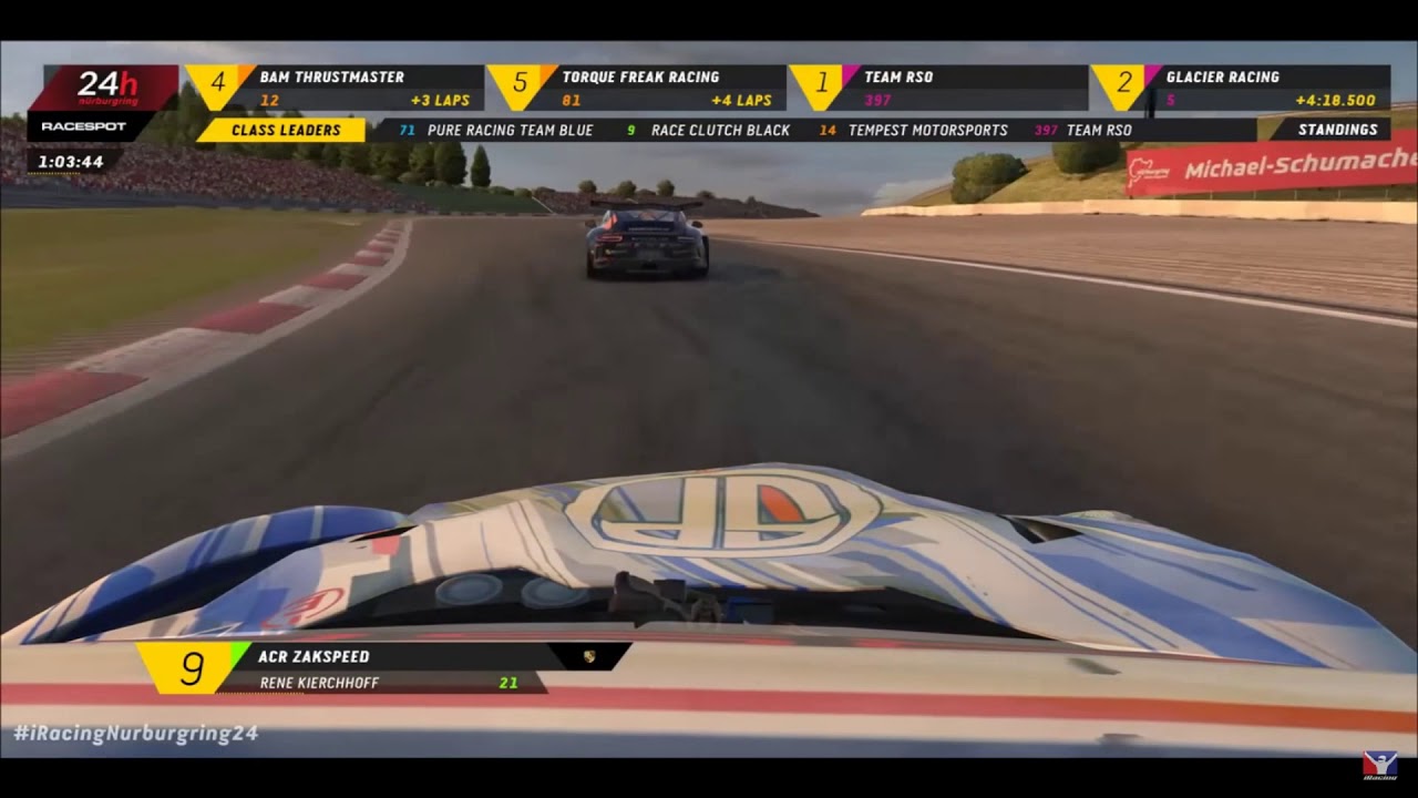 Battle for 8th place at the IRacing 24 Hours Nürburgring Nordschleife