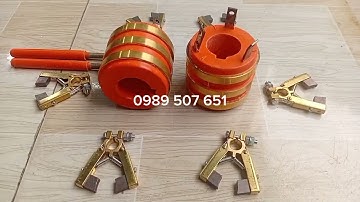 Cổ góp điện 3 pha trục 35, vành đồng góp điện 3 pha 35x80x70, bộ cổ góp 3 vành cốt 35