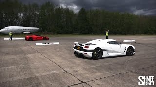 During hypermax, the ferrari laferrari and koenigsegg agera n go head
to on drag strip! italian boasts 950hp, egg has 960hp, both are rear
w...