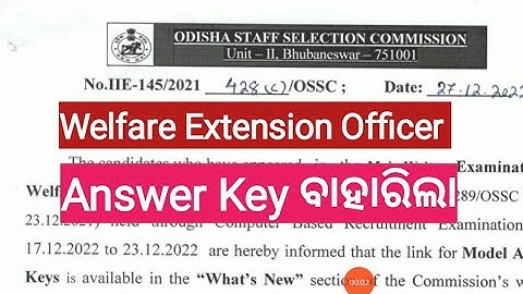 WEO answer key released | welfare extension officer answer key