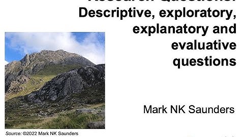 Research questions: Descriptive, exploratory, explanatory and evaluative questions