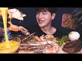 킹 블랙 타이거새우 부채살 스테이크 먹방!!  / KING TIGER SHRIMP &amp; STEAK &amp; STRETCHY CHEESE MUKBANG えび