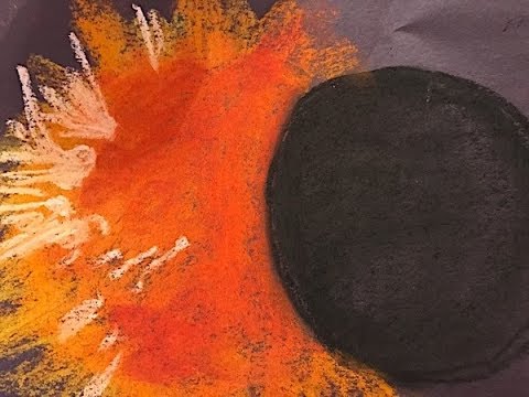 3rd grade Solar Eclipse Chalk Pastel Art