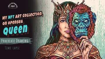 NFT Art Collection On Opensea | Queen | Procreate time lapse