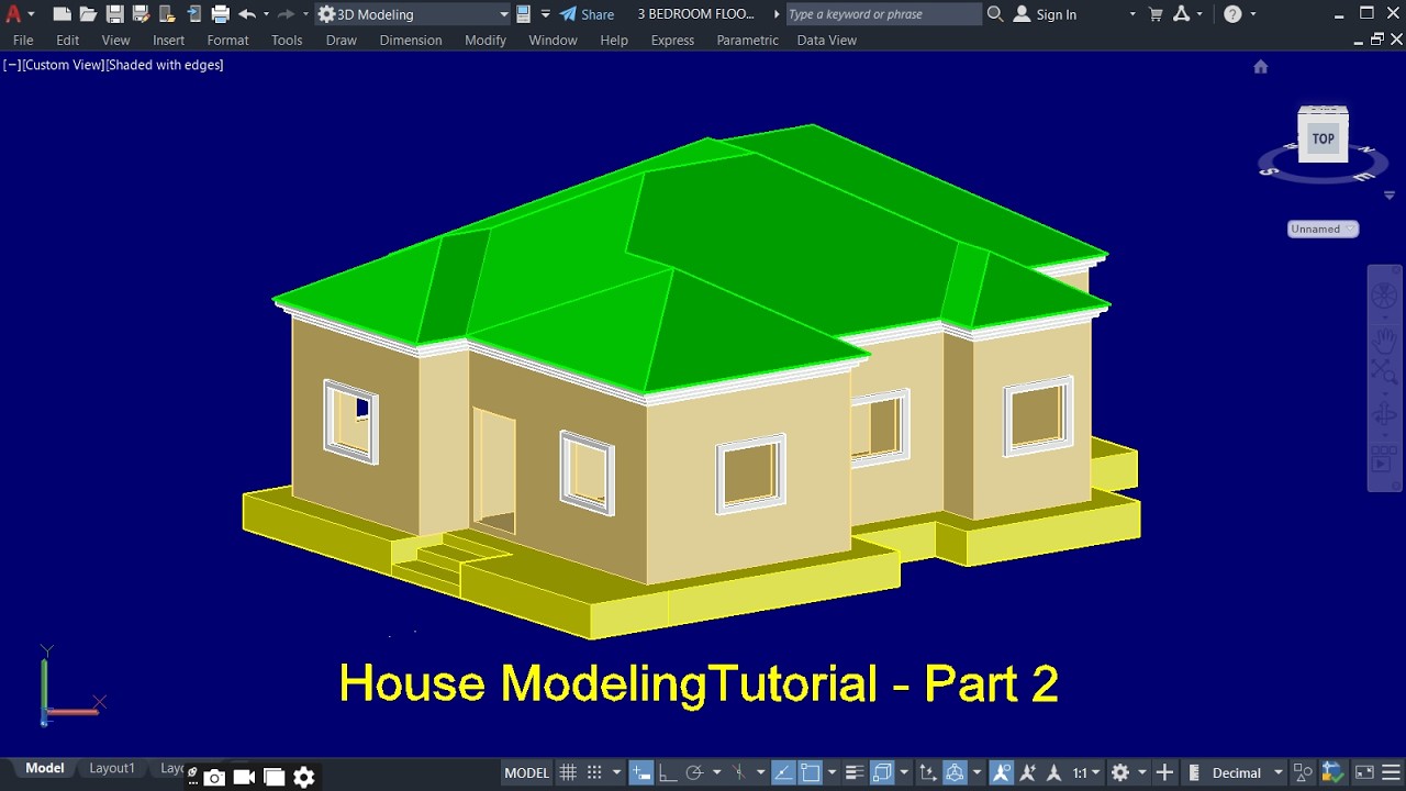 3D House Modeling in AutoCAD For Beginners - Part 2 - YouTube
