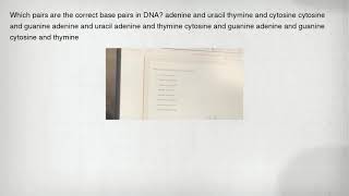 Which pairs are the correct base pairs in DNA? adenine and uracil thymine and cytosine cytosine and