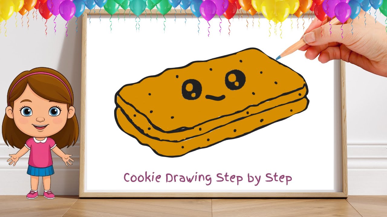 Easy Cookie Drawing 🍪 | How to Draw a Cute Cookie for Kids & Toddlers ...