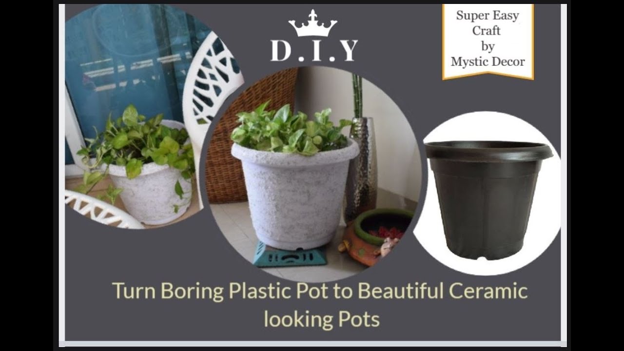 How to Make a Plastic Planter Pot Look Like Aged Stone - Savvy Apron