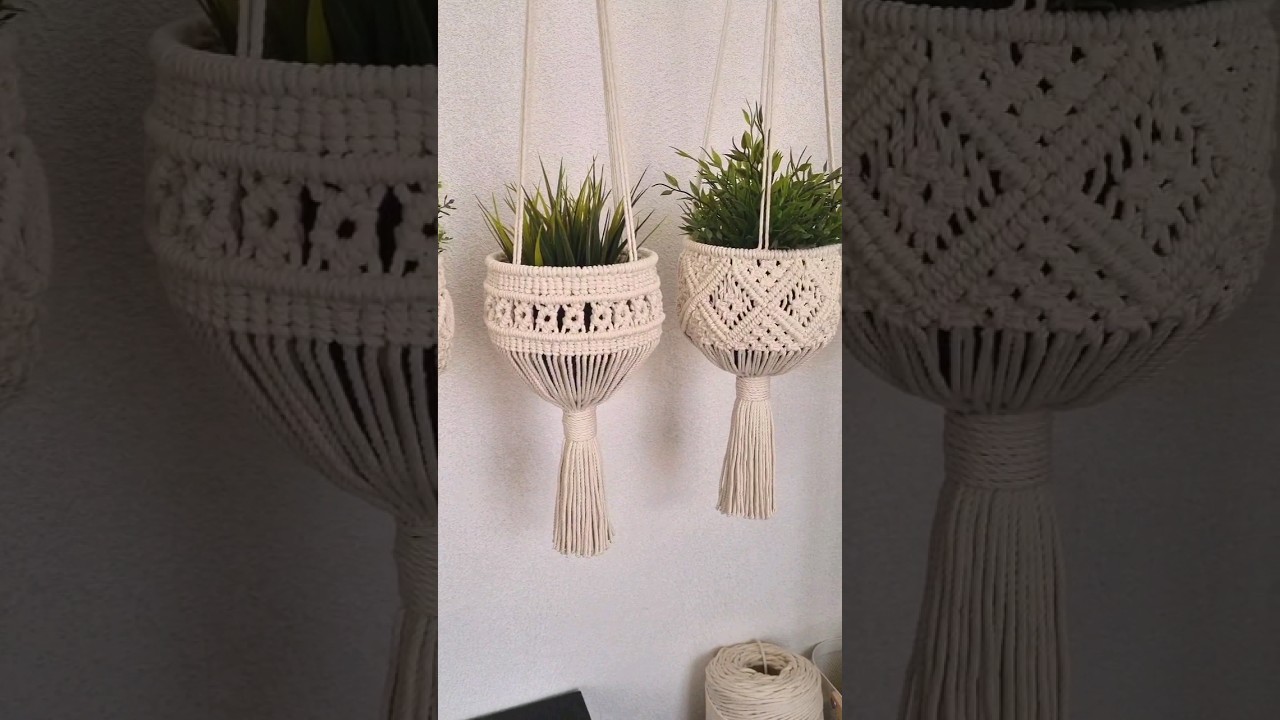 Уютные подвесы в технике макраме😊#макраме #macrame #макрамедекор #кашпо #подвесмакраме #кашпомакраме