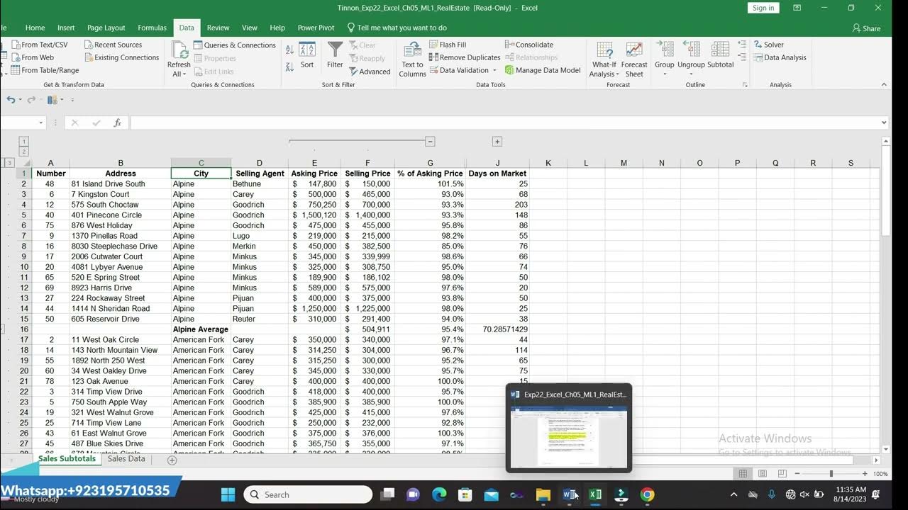 Exp22_Excel_Ch05_ML1_RealEstate | Chapter 05_Mid_Level_1_RealEstate ...