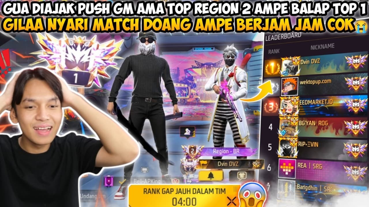 GUA DIAJAK PUSH GM AMA TOP REGION 2 AMPE NGEBALAP TOP 1! NYARI MATCH DOANG AMPE BERJAM JAM COK😭