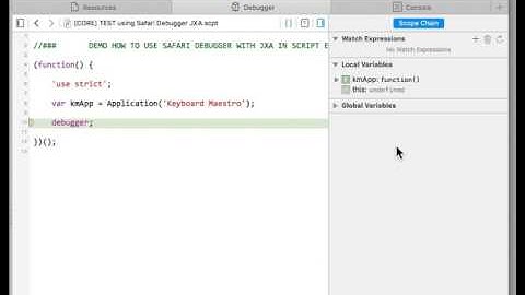 How to Debug JavaScript for Automation (JXA) Scripts with Safari Debugger