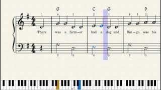 Bingo - Easy Piano Sheet Music with Letters