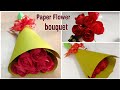 How to make paper rose flower bouquet  diy  paper craft